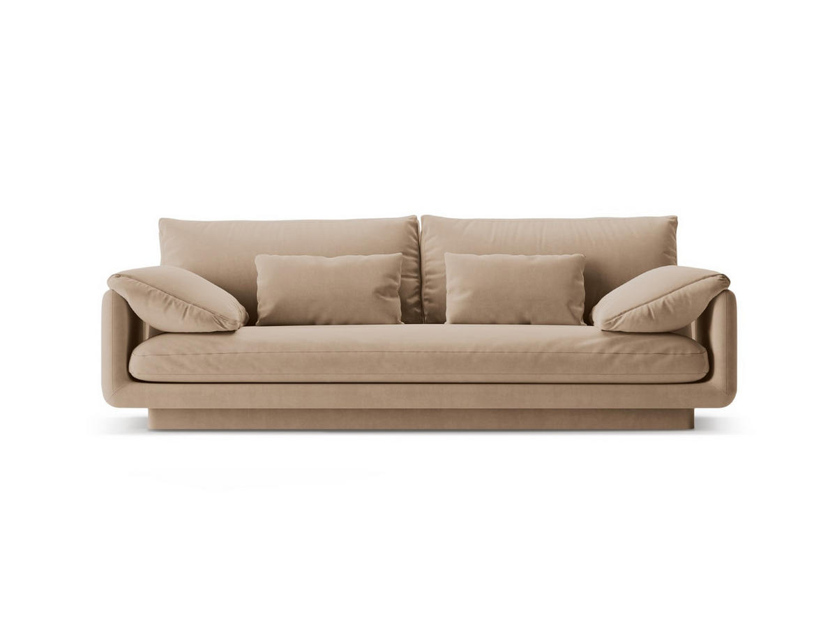 SOFA Torino aus Samt sandfarben 3 Sitzplätze - Sandfarben, Textil (103/83/220cm) - Micadoni