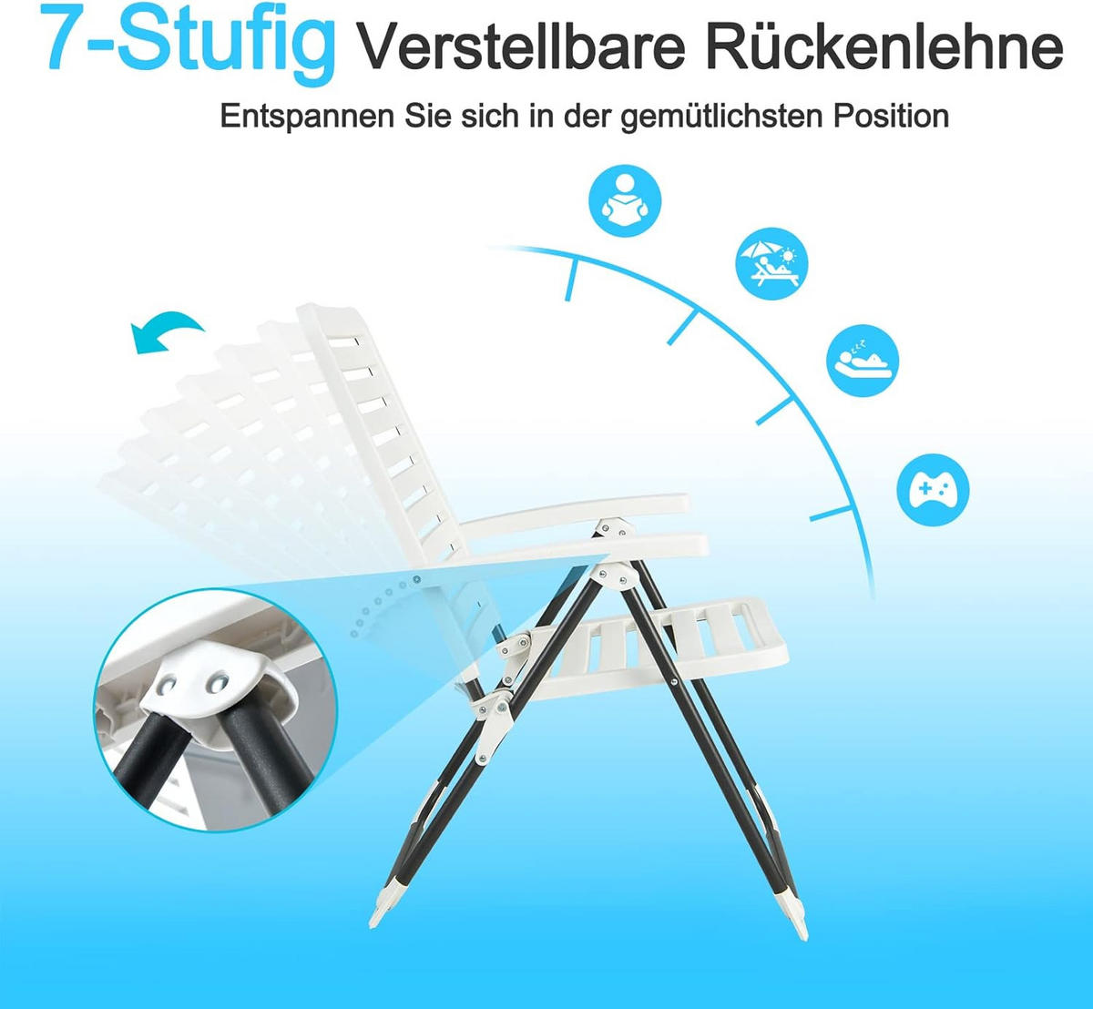 GARTENSTUHL Weiß - Weiß, Kunststoff (69/105/62cm) - COSTWAY