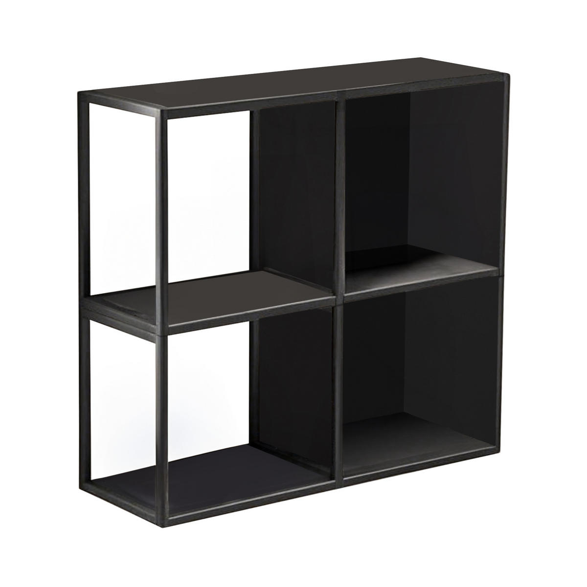 SADA NÁSTĚNNÝCH POLIČEK 4 KS Nostened - černá, kov (27.5/27.5/20cm) - [en.casa]