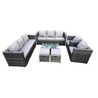 GARTENMÖBELSET mit 2 Kleinen Hockern 10-Sitzer - Dunkelgrau, Metall - Fimous