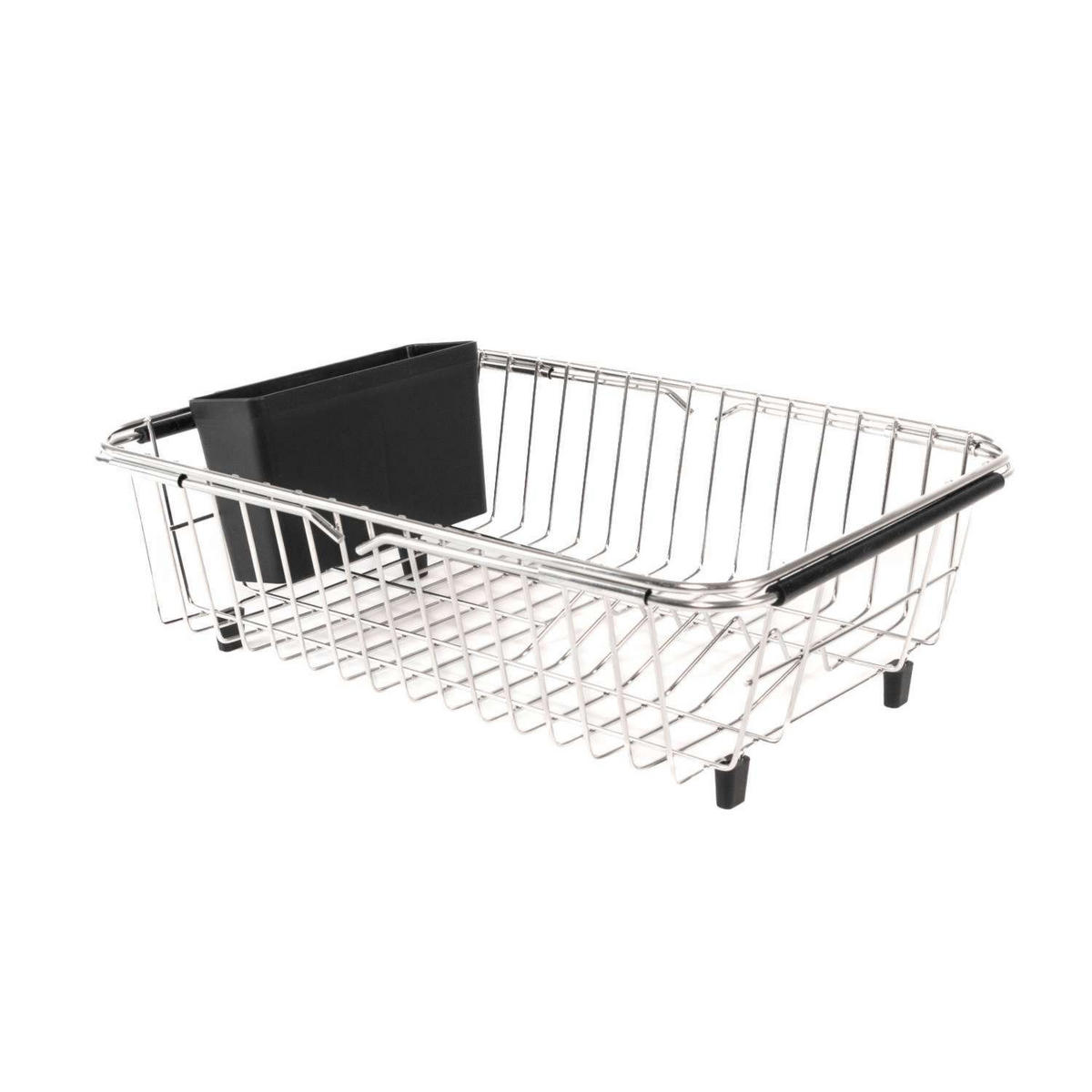 GESCHIRRABTROPF-GESTELL mit Besteckhalter - Silberfarben, Metall (27.5/10.5/38cm) - Intirilife