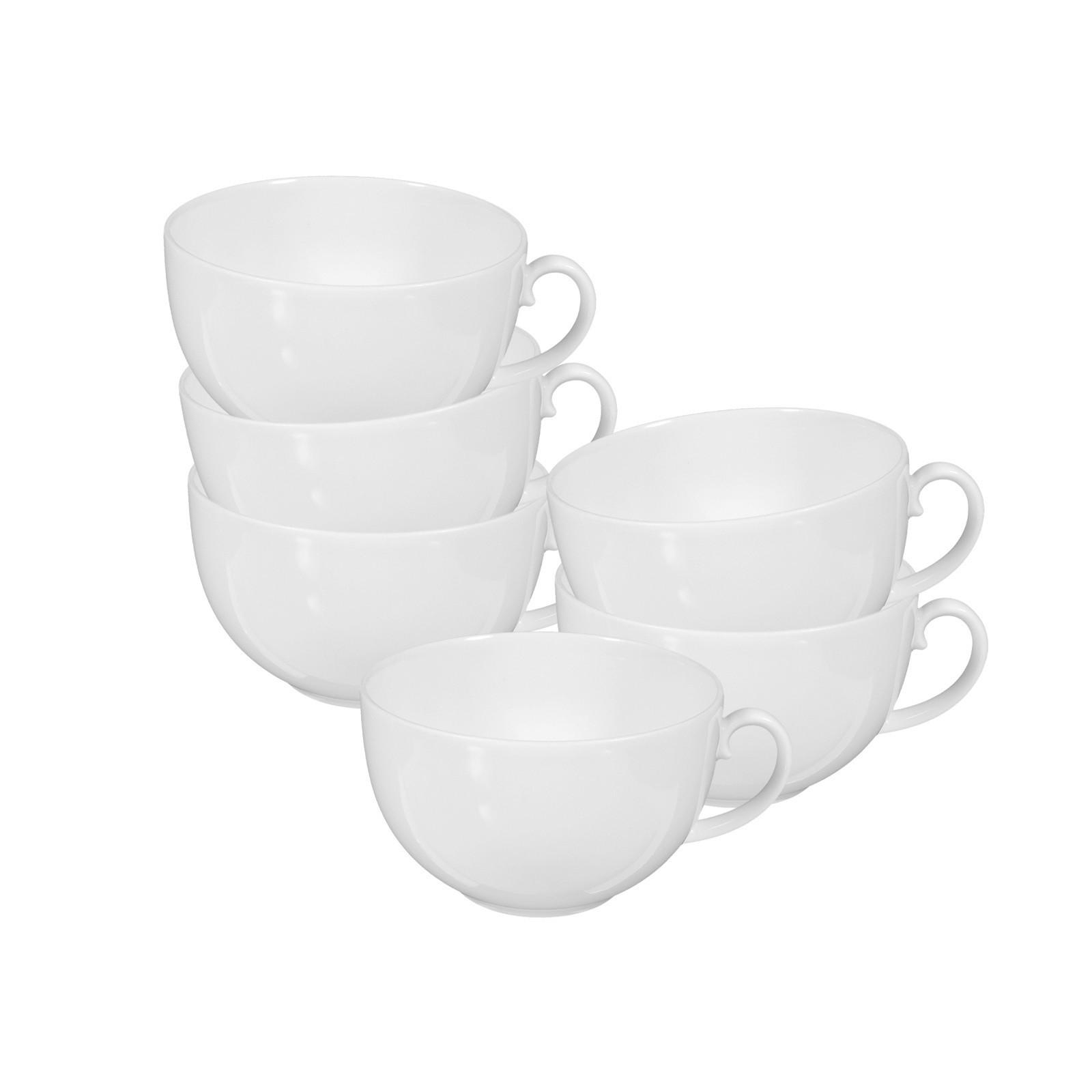 MILCHKAFFEETASSEN Rondo/Liane weiß 0,35 l 6er Set - Weiß, Keramik (0.35L) - Seltmann Weiden