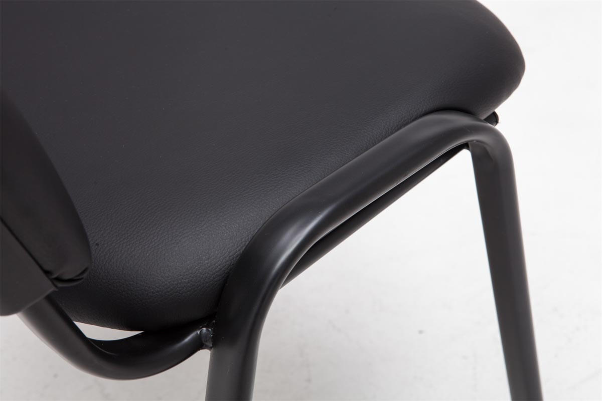 BESUCHERSTUHL Keen, Kunstleder mit Gestell Schwarz / Bezug Schwarz - Schwarz, Textil/Metall (54/79/48cm) - TPFLiving
