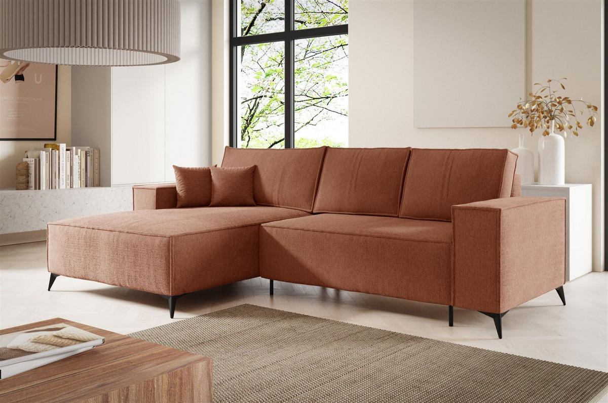 ECKSOFA Fiore - Altrosa, Holzwerkstoff/Textil (294/185cm) - Fun Möbel