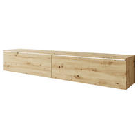 TV-LOWBOARD D180 mit weißer LED Beleuchtung - Silberfarben/Eiche Artisan, Holzwerkstoff/Kunststoff (180/30/33cm) - MIRJAN24