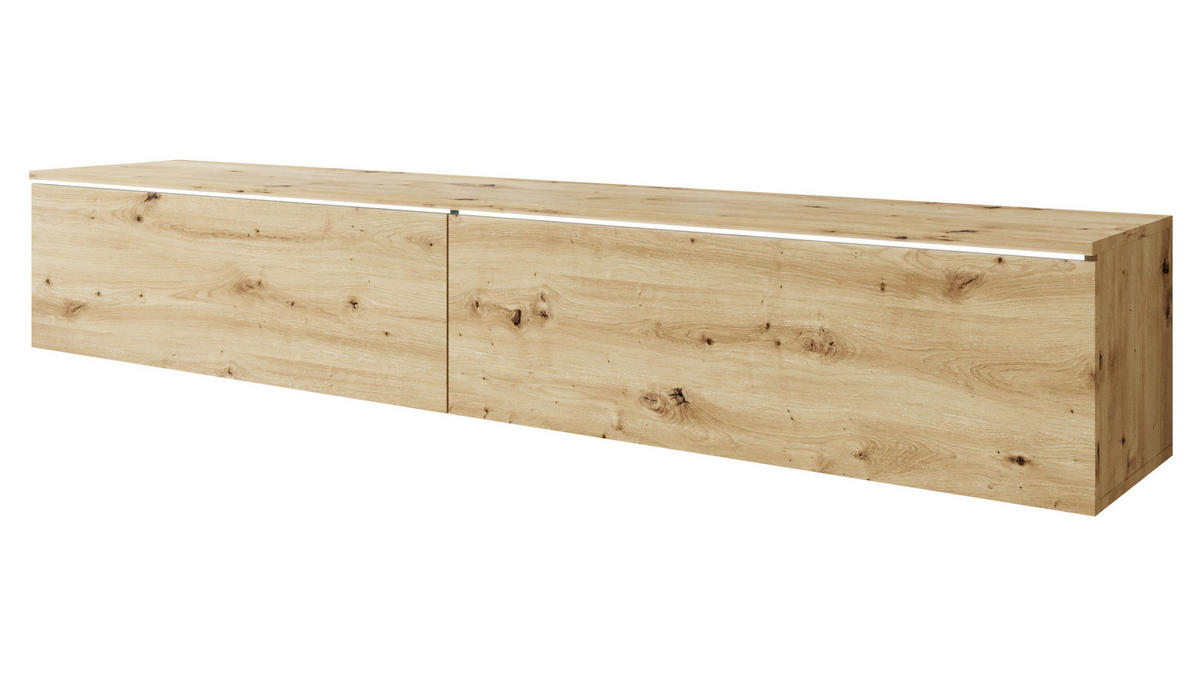 TV-LOWBOARD D180 mit weißer LED Beleuchtung - Silberfarben/Eiche Artisan, Holzwerkstoff/Kunststoff (180/30/33cm) - MIRJAN24