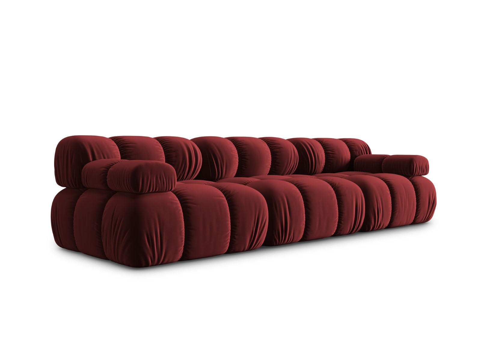 MODULARES-SOFA Bellis aus Samt dunkelrot 3 Sitzplätze - Dunkelrot, Textil (94/63/282cm) - Micadoni