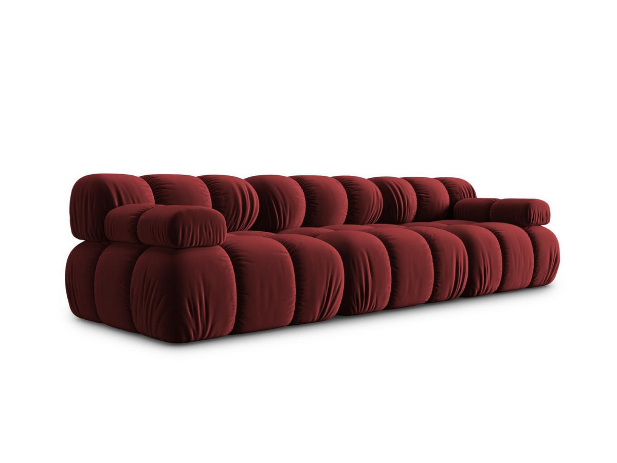 MODULARES-SOFA Bellis aus Samt dunkelrot 3 Sitzplätze - Dunkelrot, Textil (94/63/282cm) - Micadoni