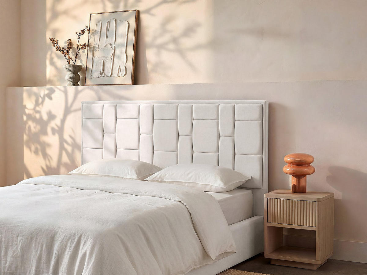 BETTKOPFTEIL - 2 Personen - Samt, Stoff - Beige - - Beige, Textil (140/110/8cm) - Vente-Unique
