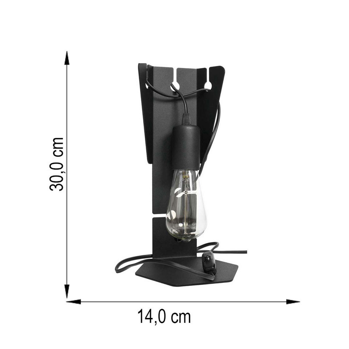 TISCHLEUCHTE Stahl Schwarz - Schwarz, Metall (16/14/30cm)