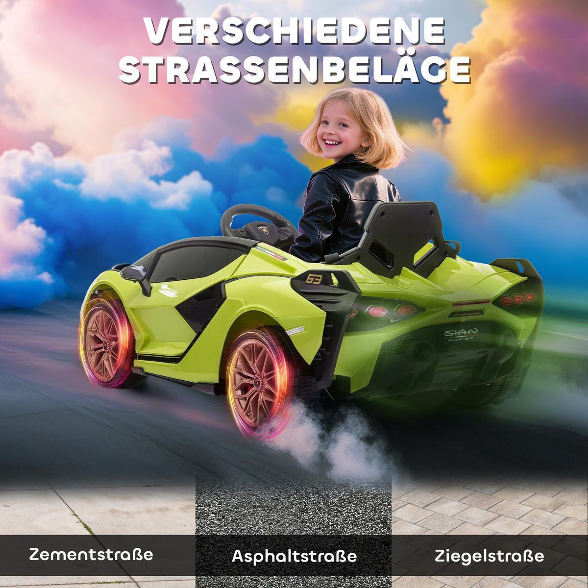 KINDER ELEKTROAUTO, Kunststoff+ Metall; Grün - Grün, Metall (108/62/40cm) - HOMCOM