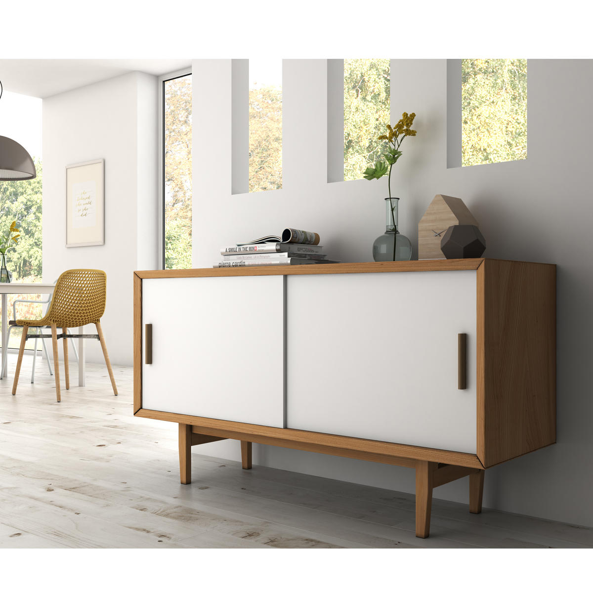BESCHLAGSET für Flow 2 Schiebetüren und Schrank mit sanftem Schließen mit eingelassenen Schienen 2,35 m, ohne Platten, Matt eloxiert - Dunkelgrau, Metall (0.5/5/235cm) - EMUCA
