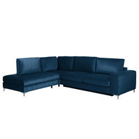 ECKSOFA mit Ottomane - Chromfarben/Petrol, Textil/Metall (302/1cm) - home24