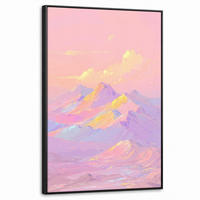 LEINWAND Bilder mit Rahmen - Berggipfel - Wolken - Verträumt - 60x90 - Hellrosa, Textil (60/90cm) - MuchoWow
