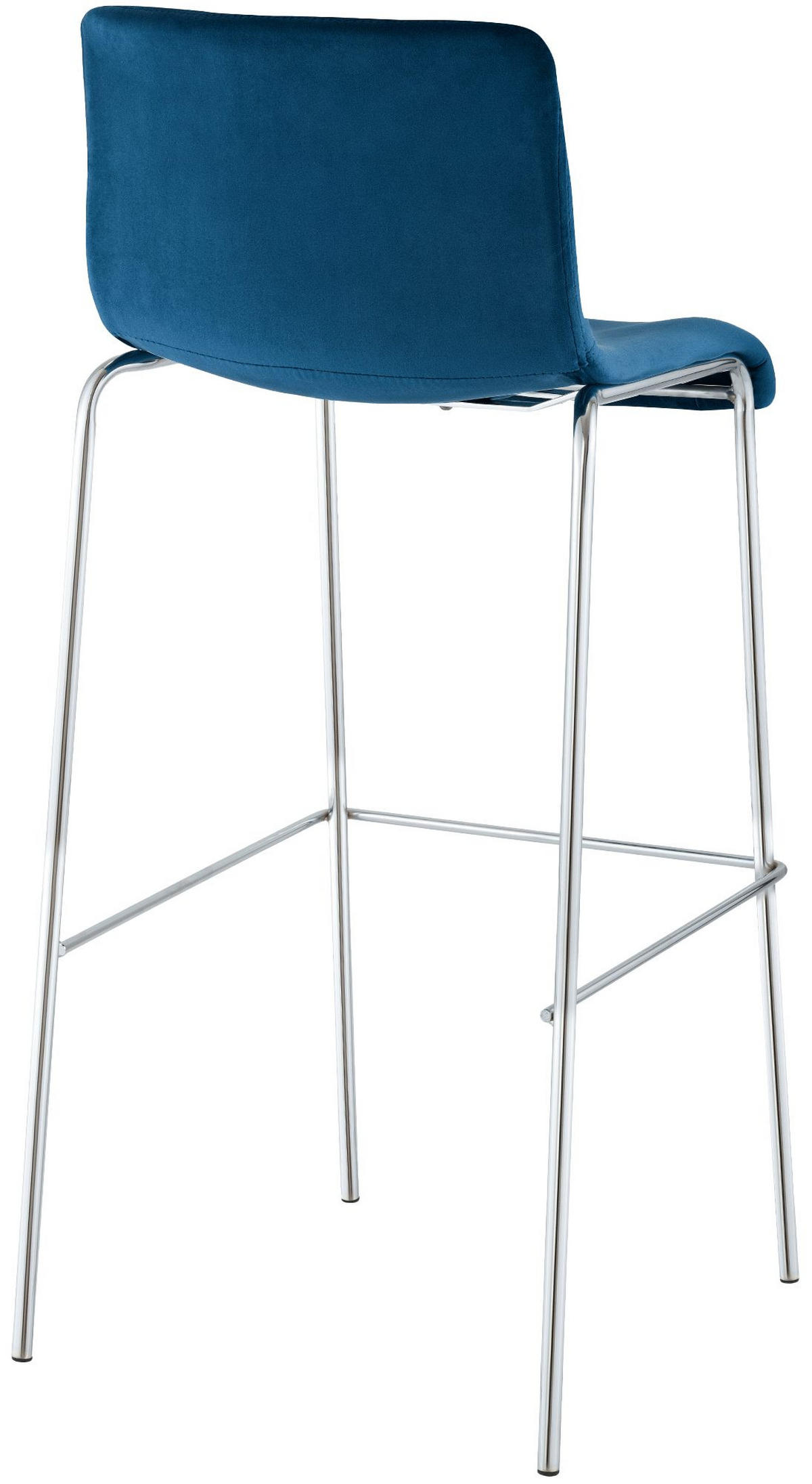 BARHOCKER Samt Blau - Chromfarben/Blau, Textil/Metall (43/100/48cm) - CLP