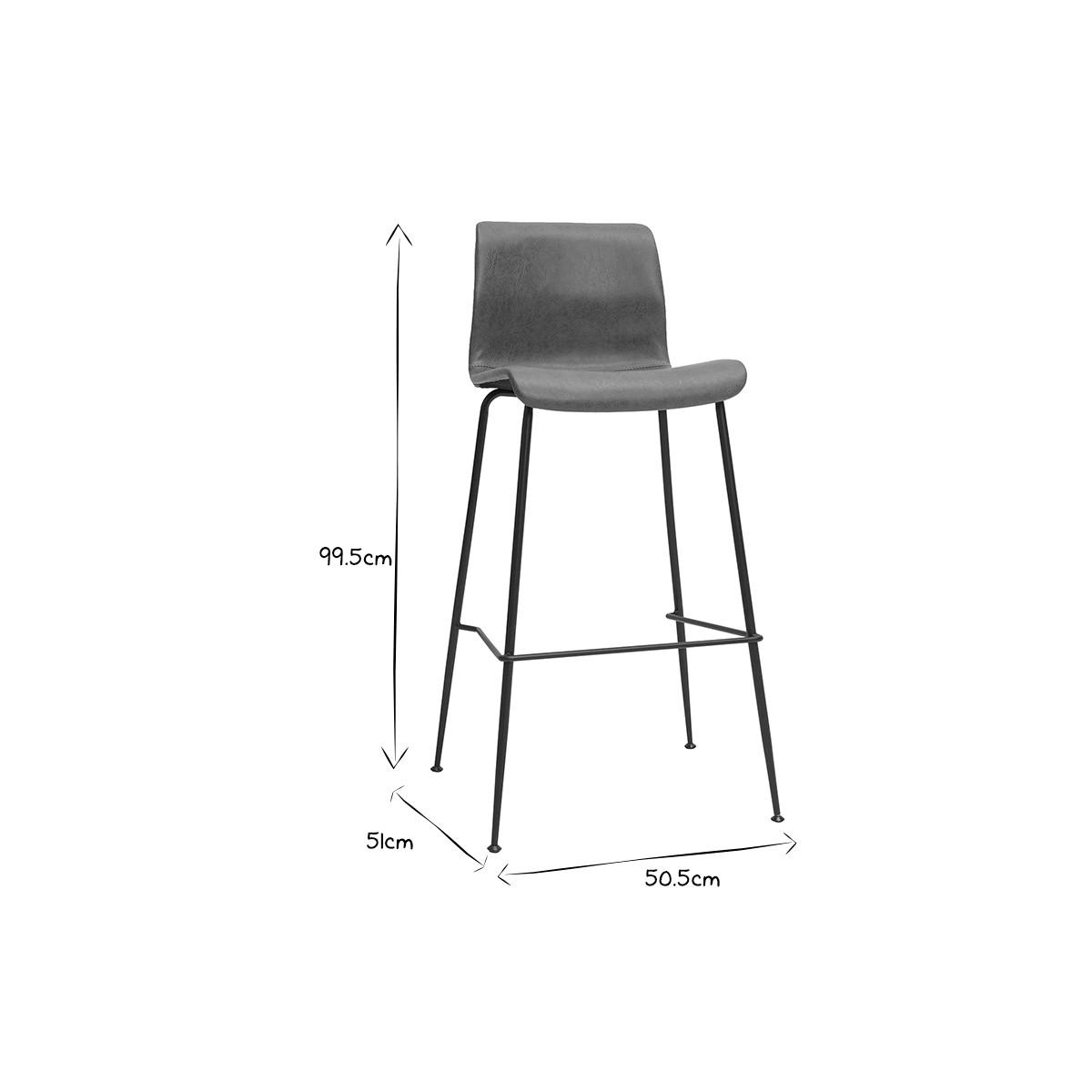 BARHOCKER Antik-Look Braun Schwarzes Metall H75 cm 2er-Set HAROLD - Braun, Textil (51/99.5/50.5cm) - Miliboo