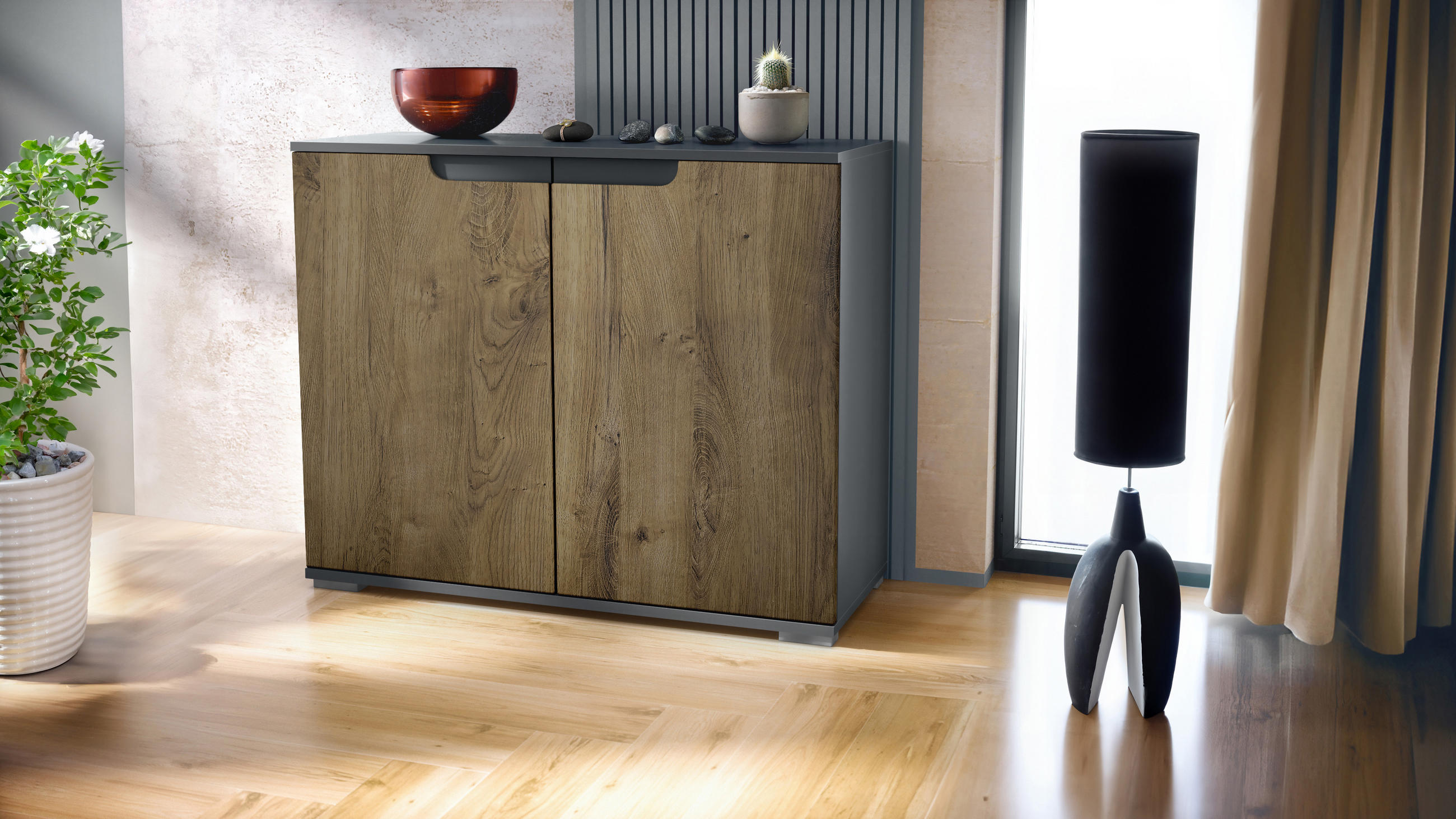 KOMMODE Sylt Eiche Ribbeck - Alteiche, Holzwerkstoff (92.5/75.5/35cm) - Vladon