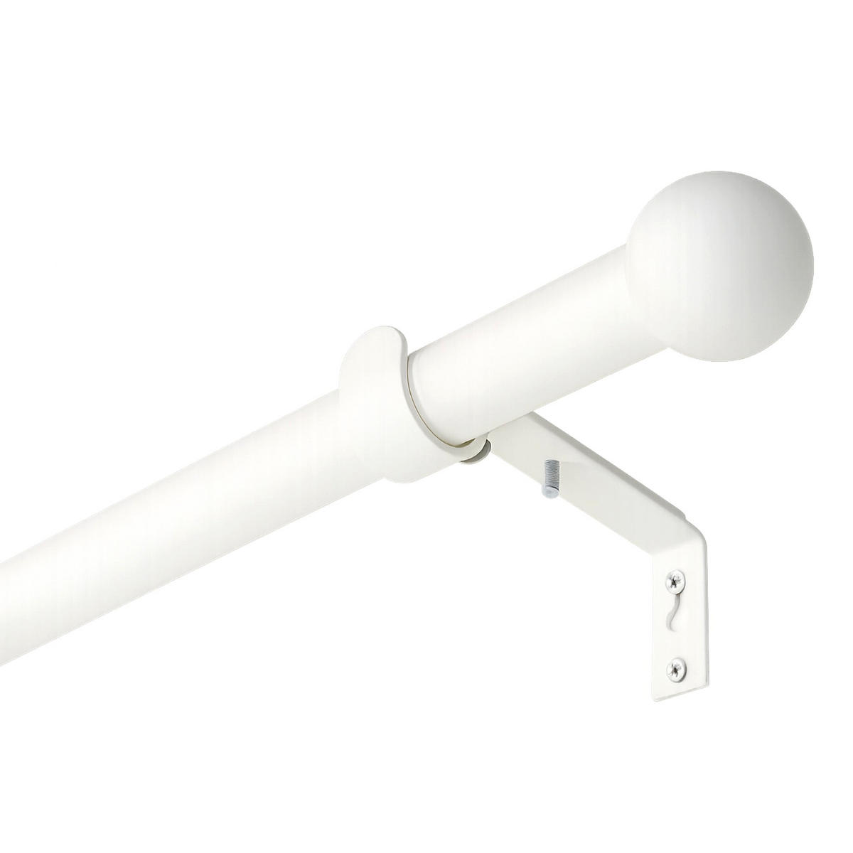 AUSZIEHBARE Gardinenstange, Vorhangstange Metall, Endkappen Kugel, Schwarz matt, Weiß matt, Edelstahloptik, Montagematerial inklusive, Indoor. - Weiß, Metall (120cm) - Deco-Raum