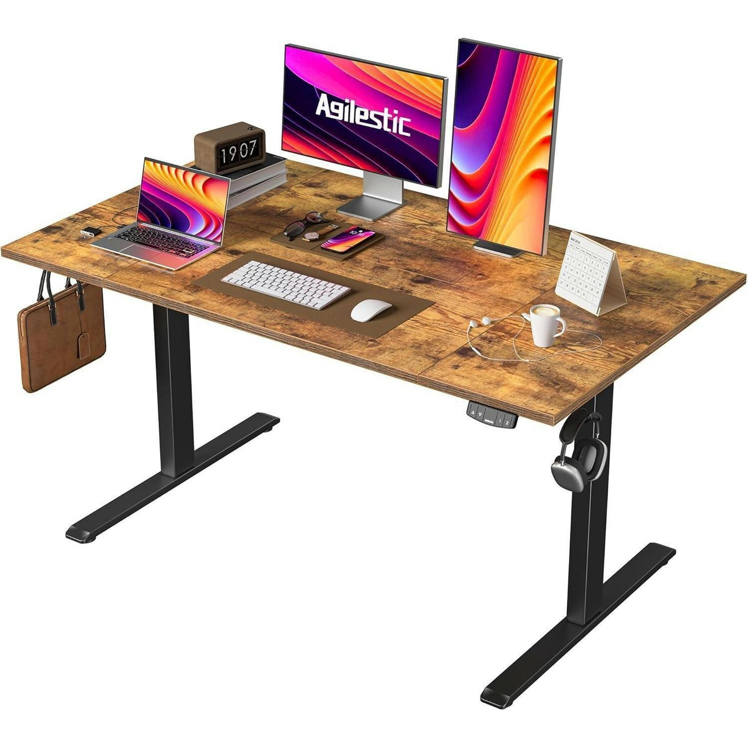 SCHREIBTISCH Höhenverstellbar Elektrisch 140 x 80 cm Braun - Braun, Holzwerkstoff (140/80/75cm)