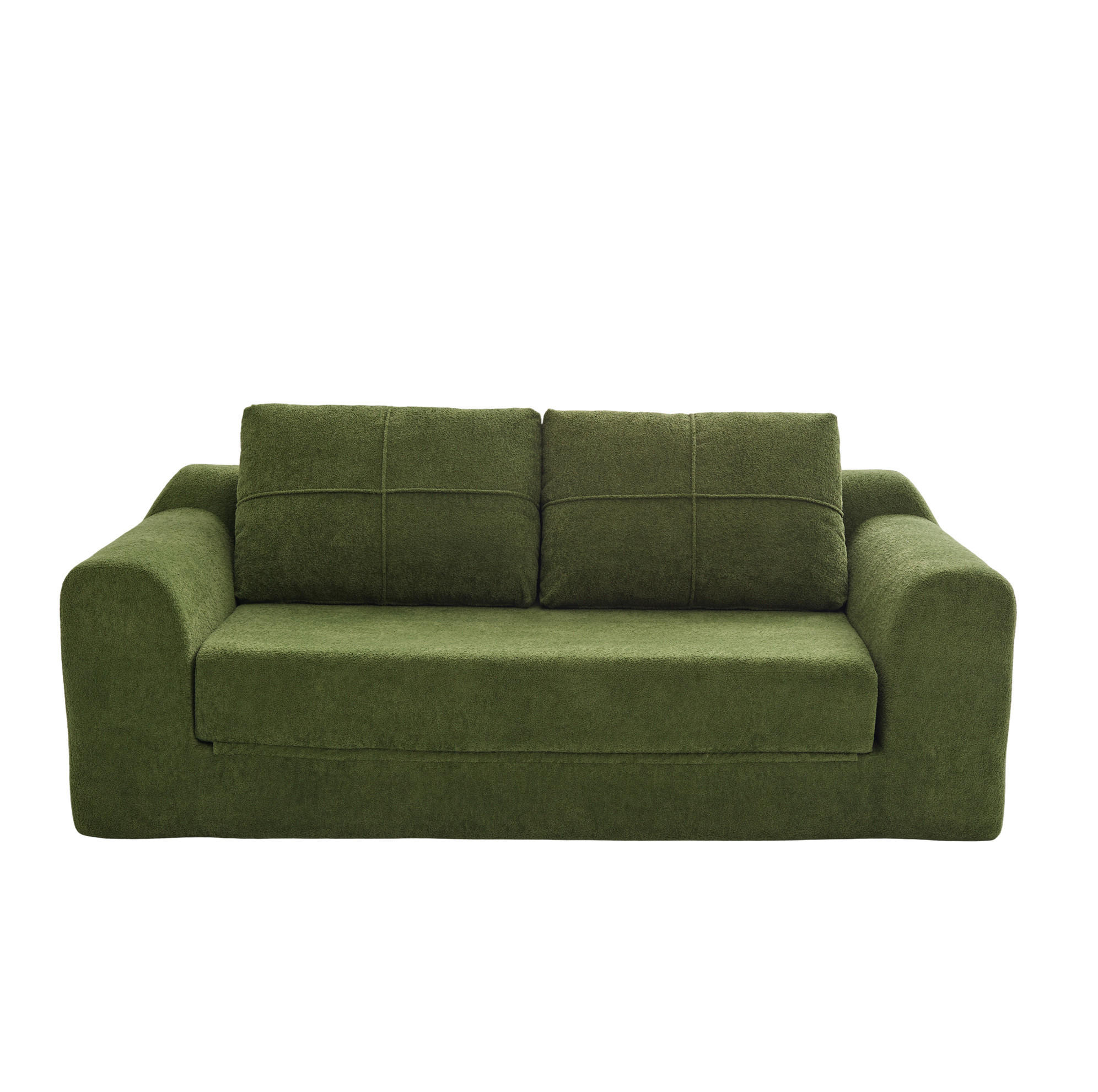 Modfu ROZKLÁDACÍ podlahová pohovka z tkaniny 179x95x79 cm armádně zelená 2 v 1 pro sezení i spaní