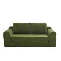 SCHLAFSOFA aus Stoff 179x95x79 cm Armeegrün 2-in-1 klappbar als Bodensofa und Bodenbett mit Armlehnen - Grün, Textil (178/61.5/96cm) - Modfu