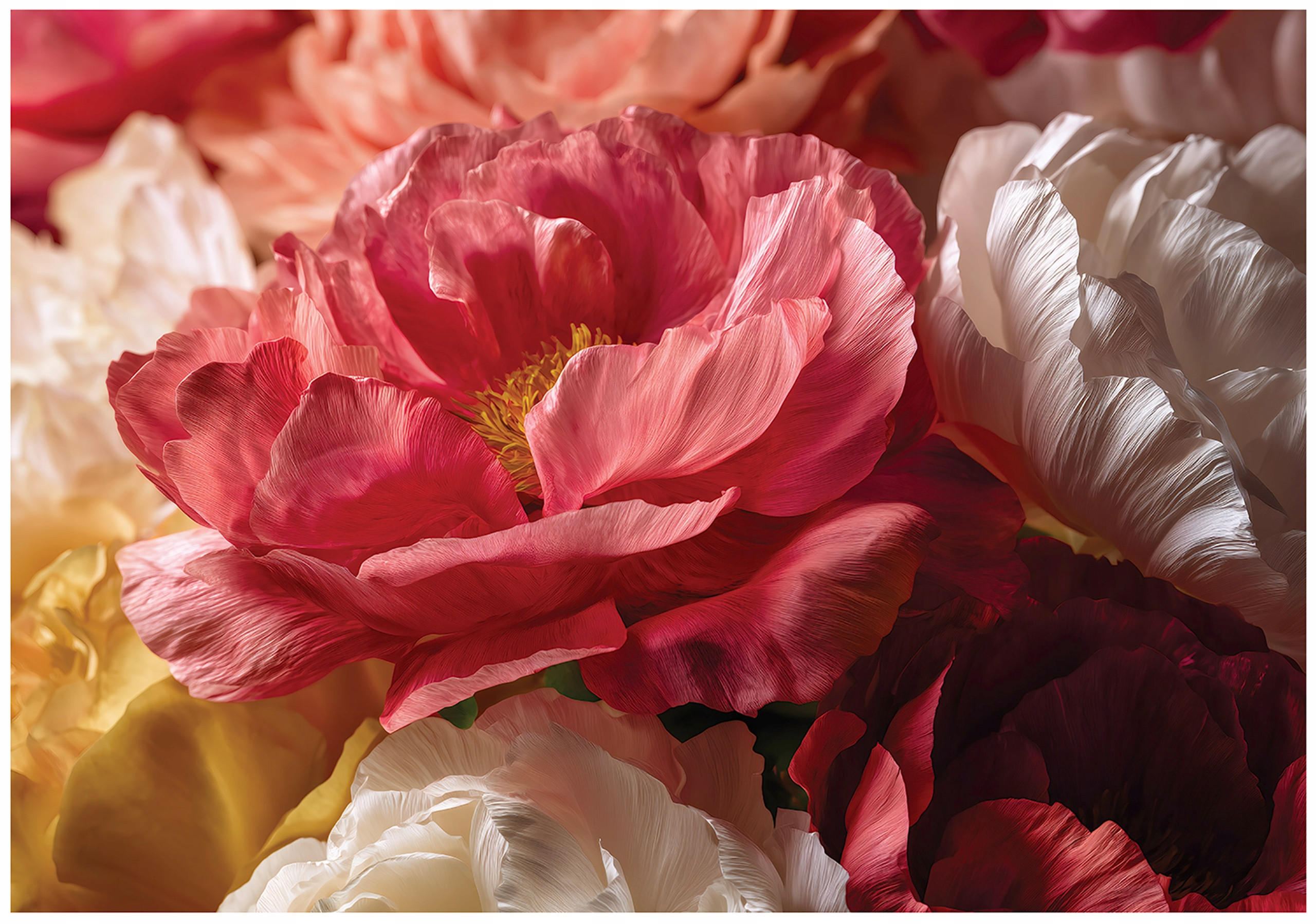 FOTOTAPETE Blumen Pfingstrosen Rot 250x175 cm - Multicolor, Papier (250/175cm) - Wallarena