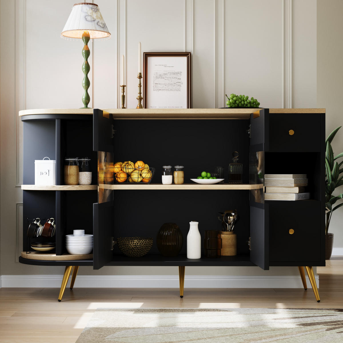SIDEBOARD Schwarz 130/40/65 cm - Schwarz, Holzwerkstoff (40/65/130cm) - Urban Meuble