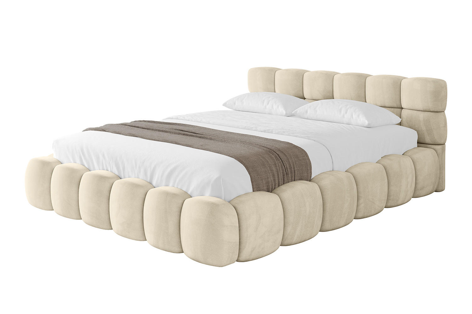 POLSTERBETT mit Bettkasten und Lattenrost, Bett mit Matratze H3/H4 - LEYA-v1 180x200 Beige - Beige, Holzwerkstoff/Textil (180/200cm) - ALTDECOR