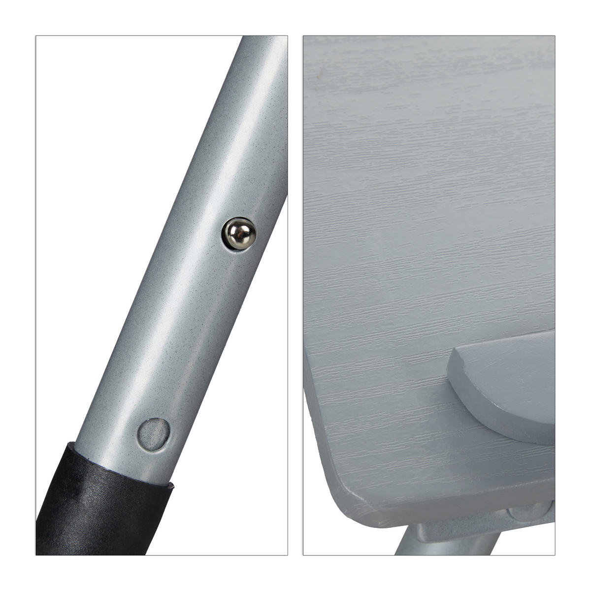 LAPTOPTISCH Grau höhenverstellbar klappbar - Grau, Holzwerkstoff/Metall (34.5/73/44cm) - Relaxdays