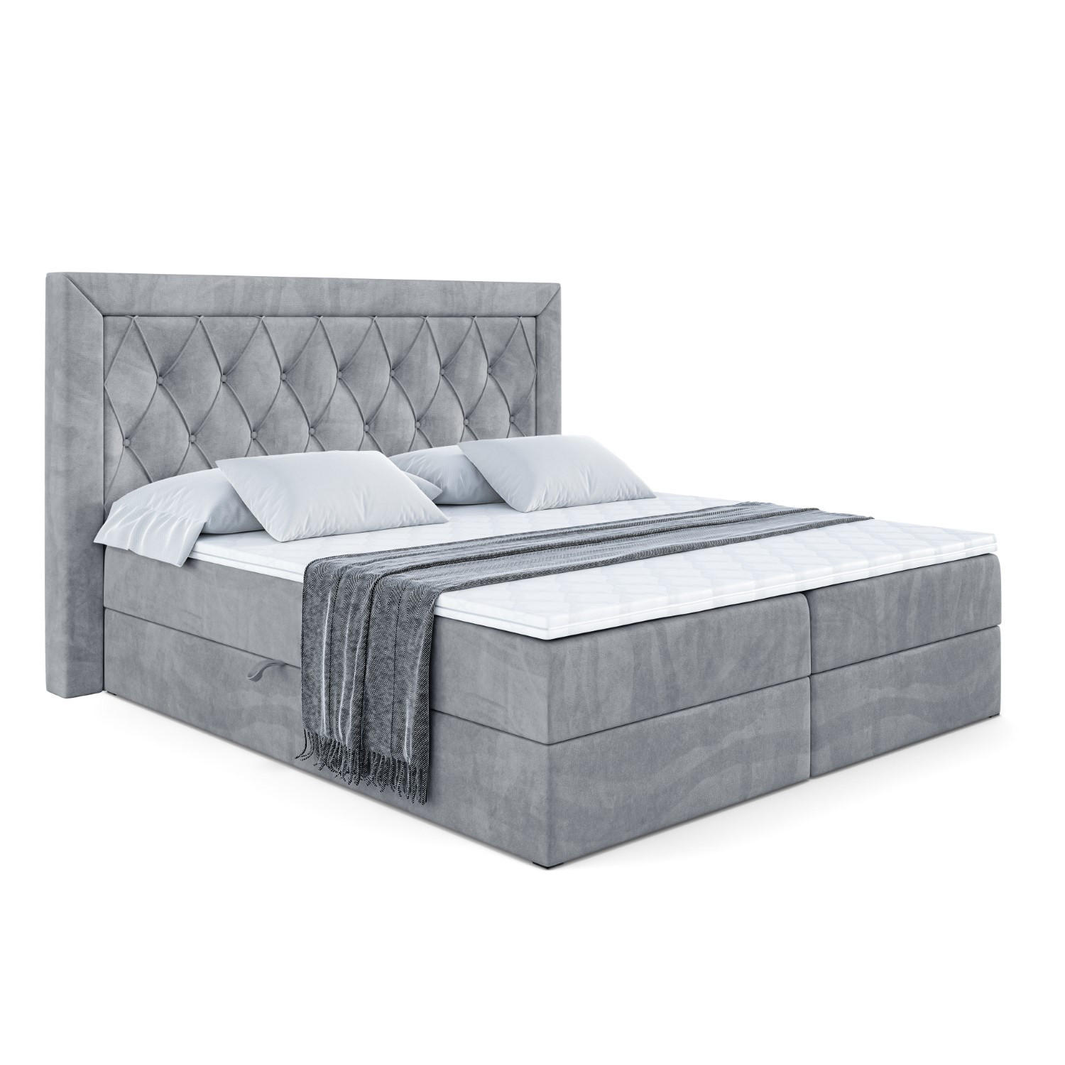 BOXBETT mit H4-Matratze und Lattenrost - NOEL - 160x200 Grau - Grau, Holzwerkstoff (160/200cm) - ALTDECOR