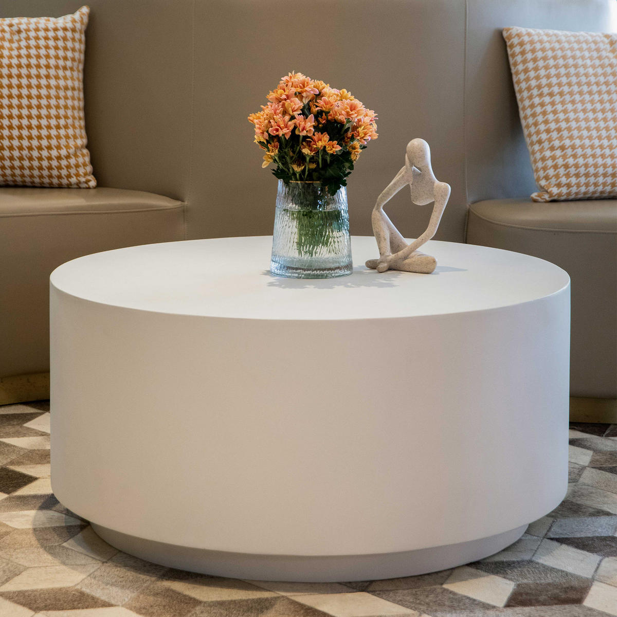 COUCHTISCH ROME Rund Mittel aus Beton 86 x 86 x 41 cm - Creme, Naturmaterialien (86/86/41cm) - Elementi