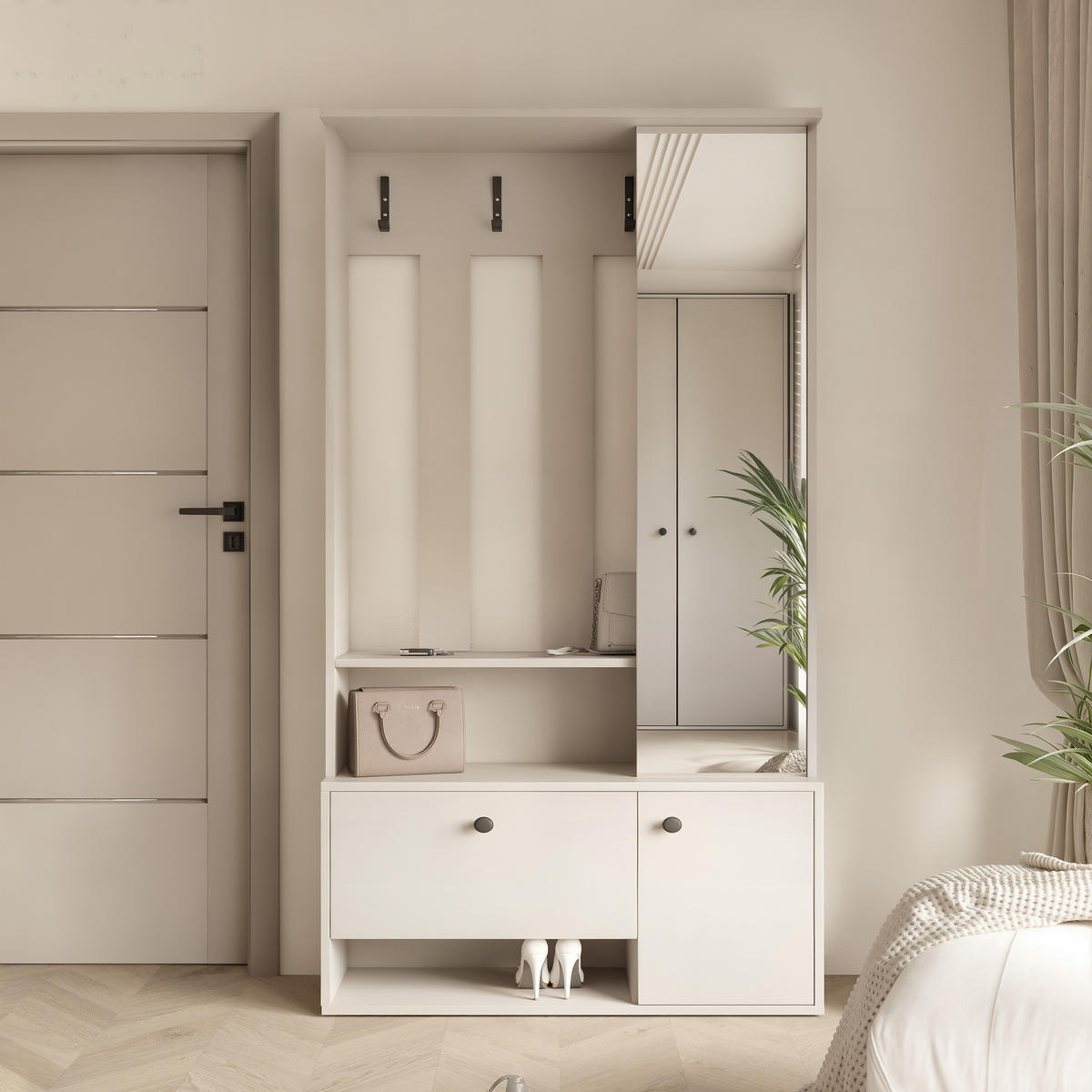 GARDEROBENSCHRANK GLASSY in 100/33/191 cm Kaschmir - Kaschmir/Schwarz, Holzwerkstoff/Metall (100/191/33cm) - Idohome