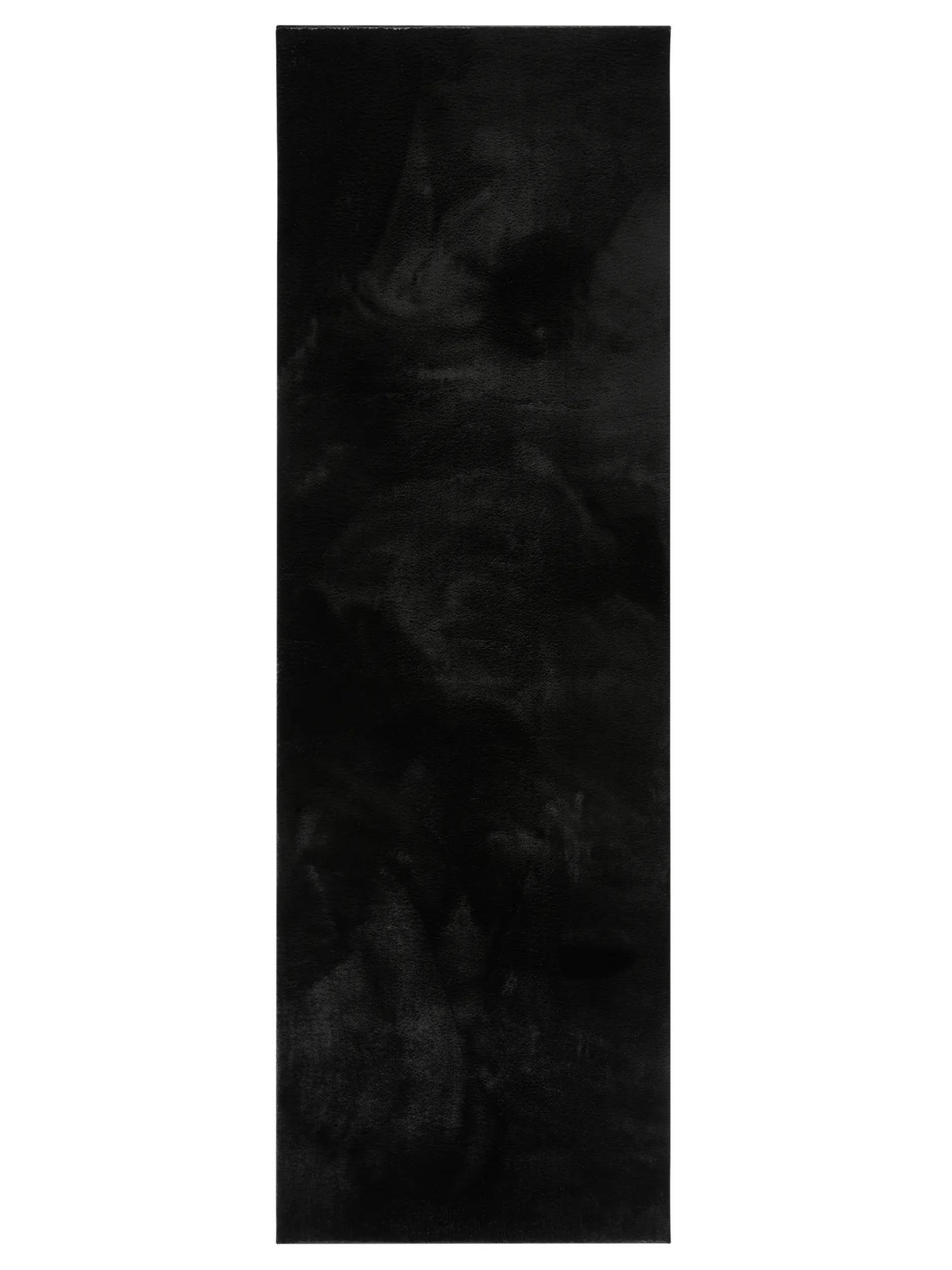 KUNSTFELLLÄUFER Furry Schwarz 70/200 cm - Schwarz, Kunststoff/Textil (70/200cm) - benuta
