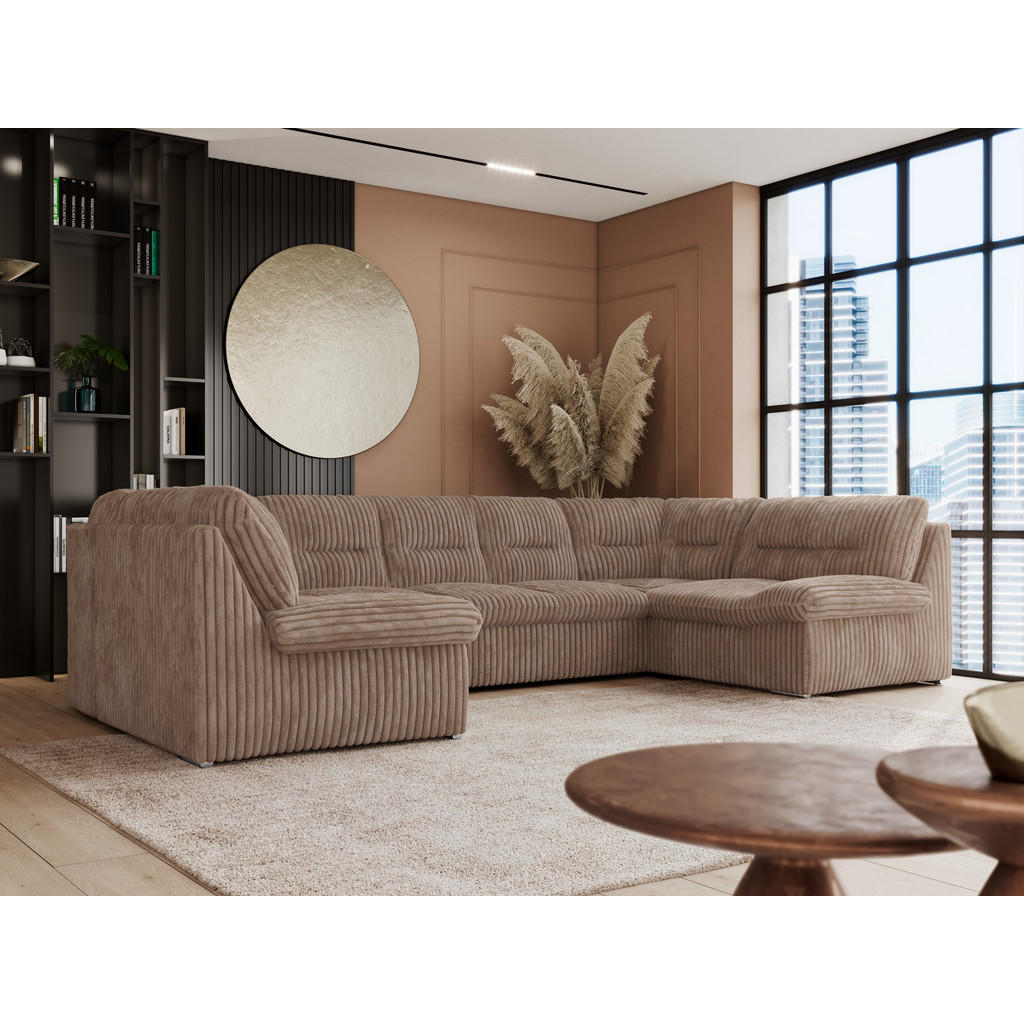 Thumbnail - MKS Wohnlandschaft, Braun, Textil, 6-Sitzer, U-Form, 340x93x206 cm, Wohnzimmer, Sofas & Couches, Wohnlandschaften, Wohnl...