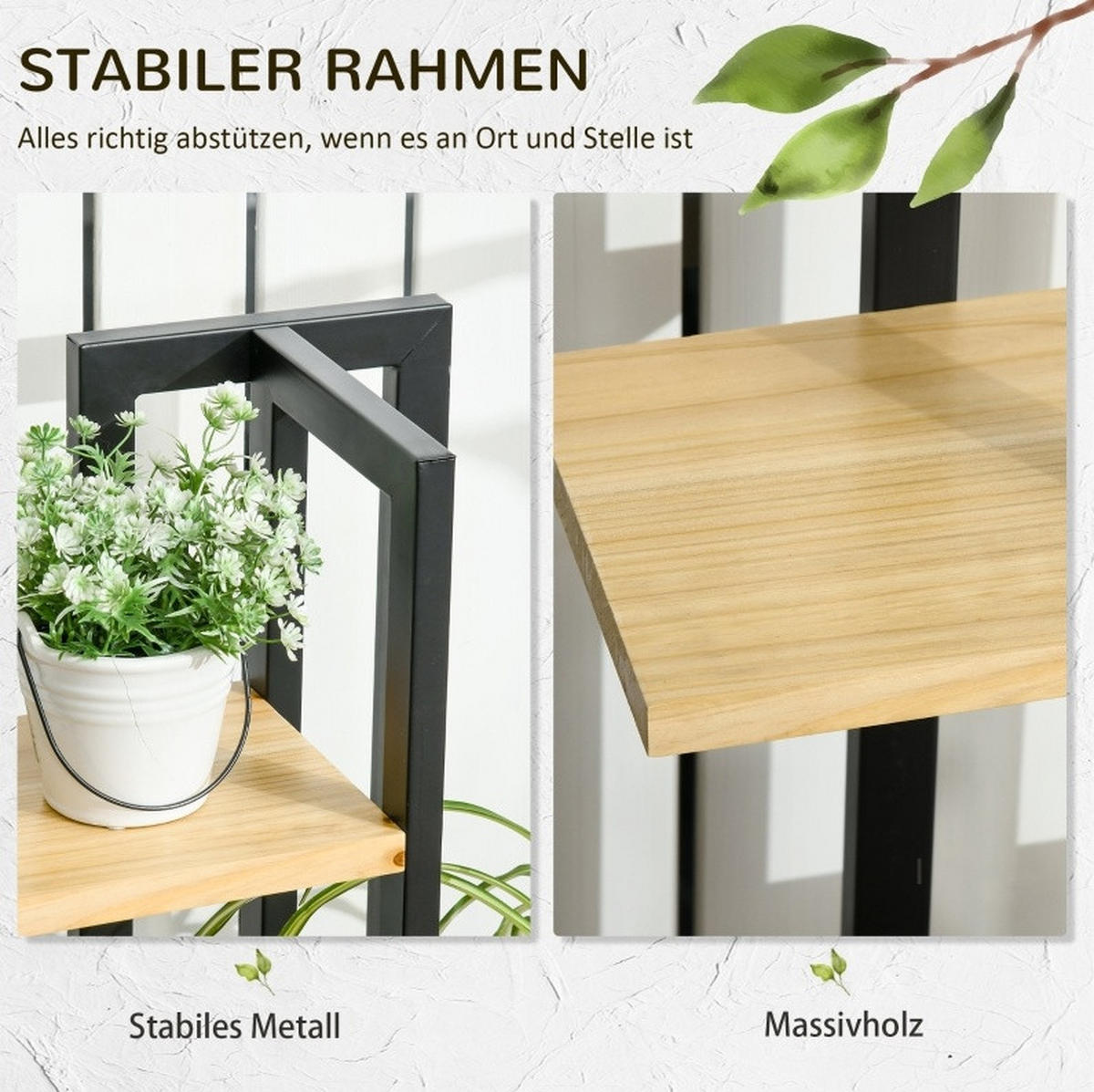 BLUMENTREPPE aus Holz 45x25x110 cm in Schwarz - Schwarz, Holz (25/110/45cm) - Modfu
