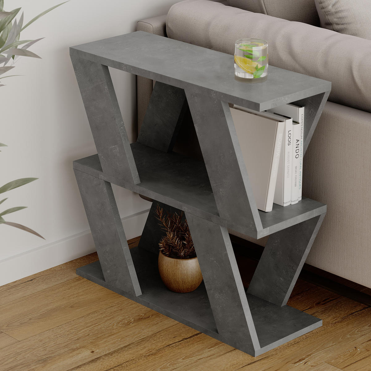 BEISTELLTISCH Lazena Retro-Grau 60/22/55,4 cm - Grau, Holzwerkstoff (22/60/55.4cm) - Decortie