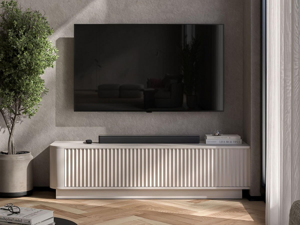 TV stolek Aurora kašmírový matný 140 cm s podstavcem - kašmírová, kompozitní dřevo (140/37/35cm) - Meble Lindner