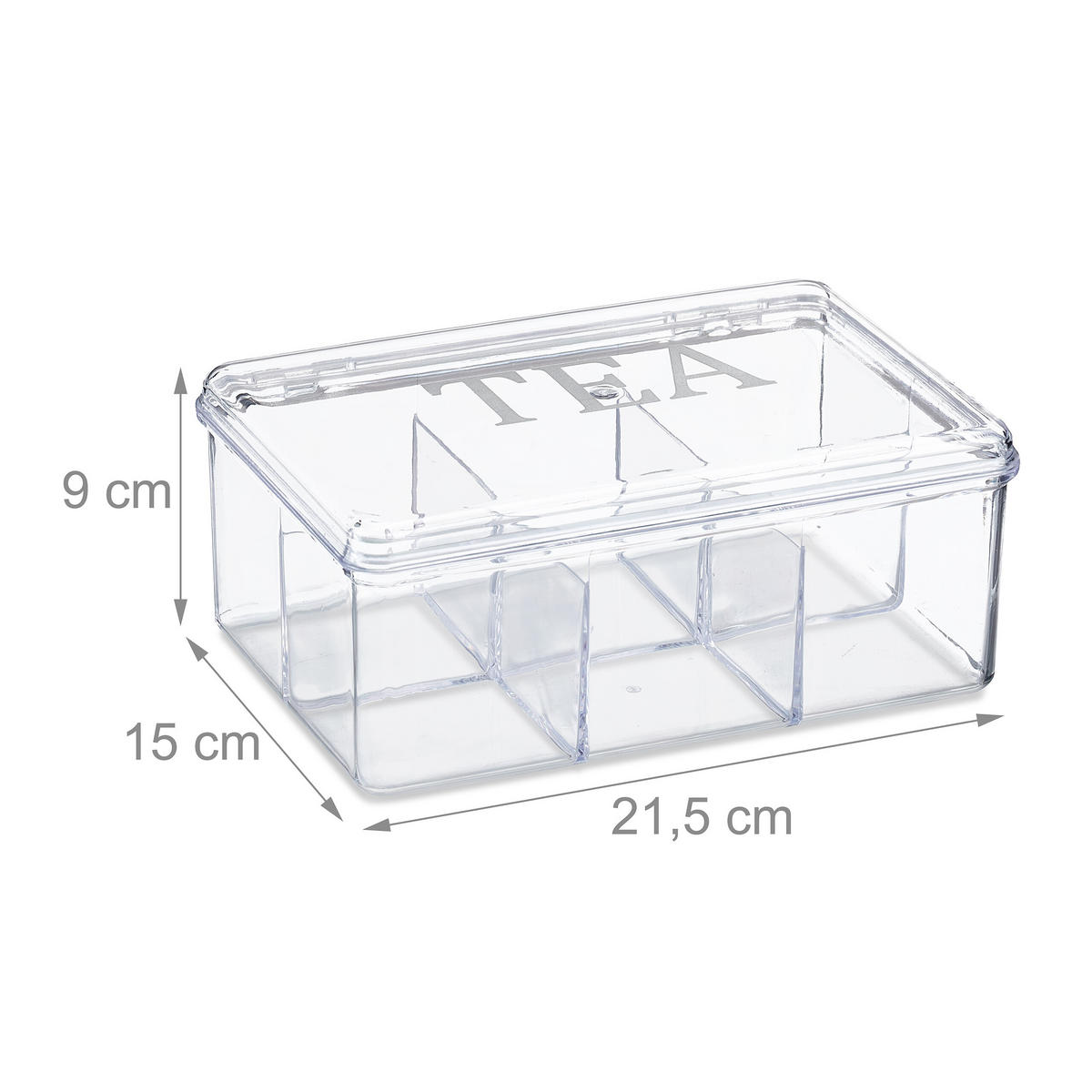 TEEBOX - Transparent, Kunststoff (21.5/9/15cm) - Relaxdays