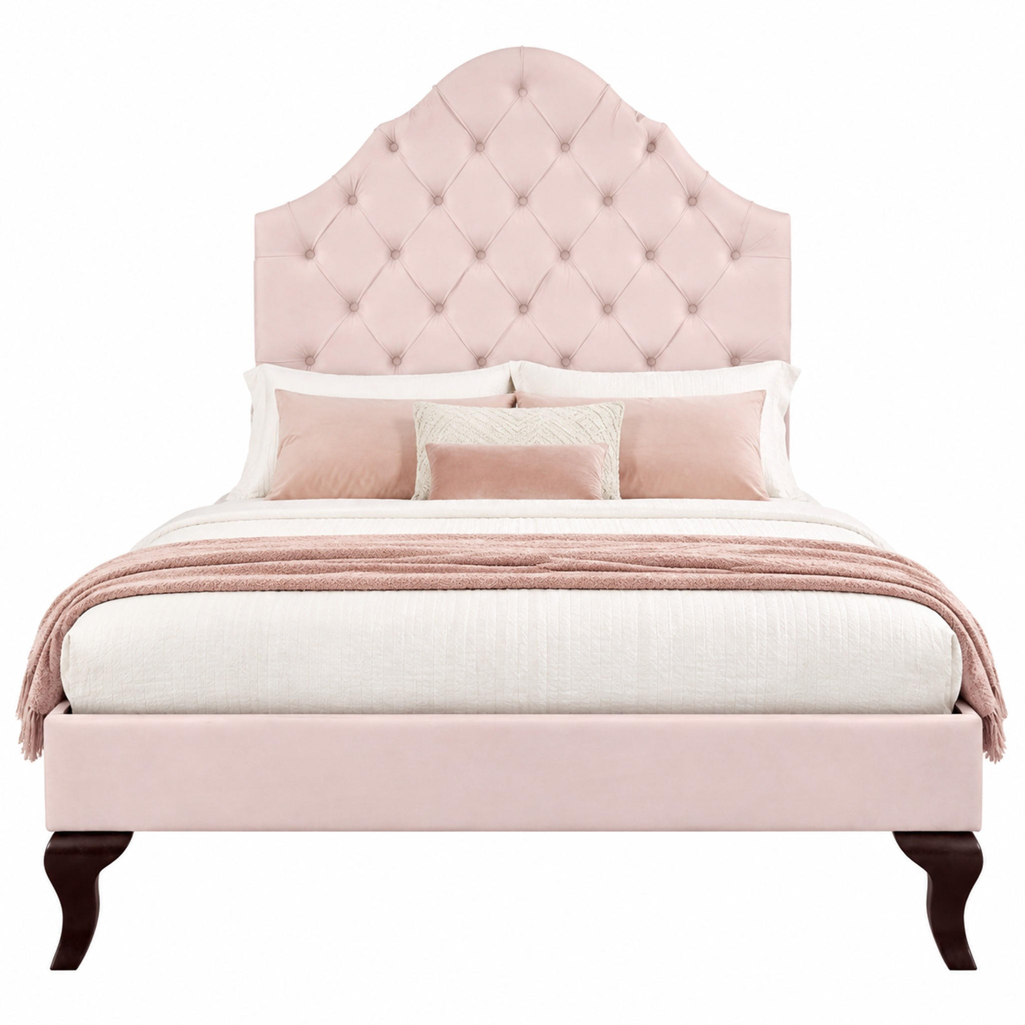 BETT mit verstellbarem Kopfteil 90x200 cm Samt Pink - Pink, Metall (90/200cm) - Meubliv