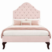 BETT mit verstellbarem Kopfteil 90x200 cm Samt Pink - Pink, Metall (90/200cm) - Meubliv