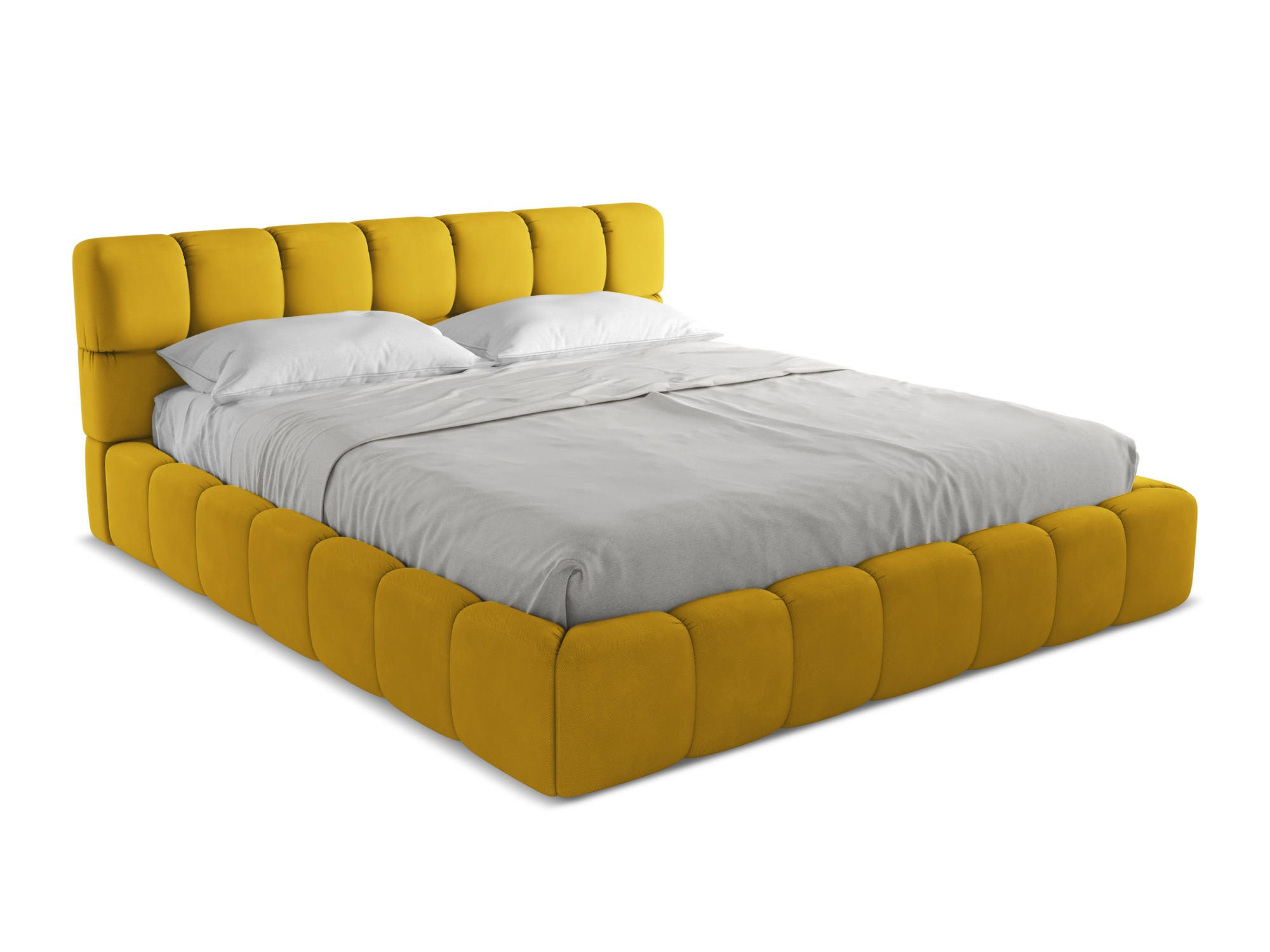 POLSTERBETT mit Bettkasten und Lattenrost 200x228 Gelb - Currygelb/Gelb, Kunststoff/Textil (180/200cm) - Makamii