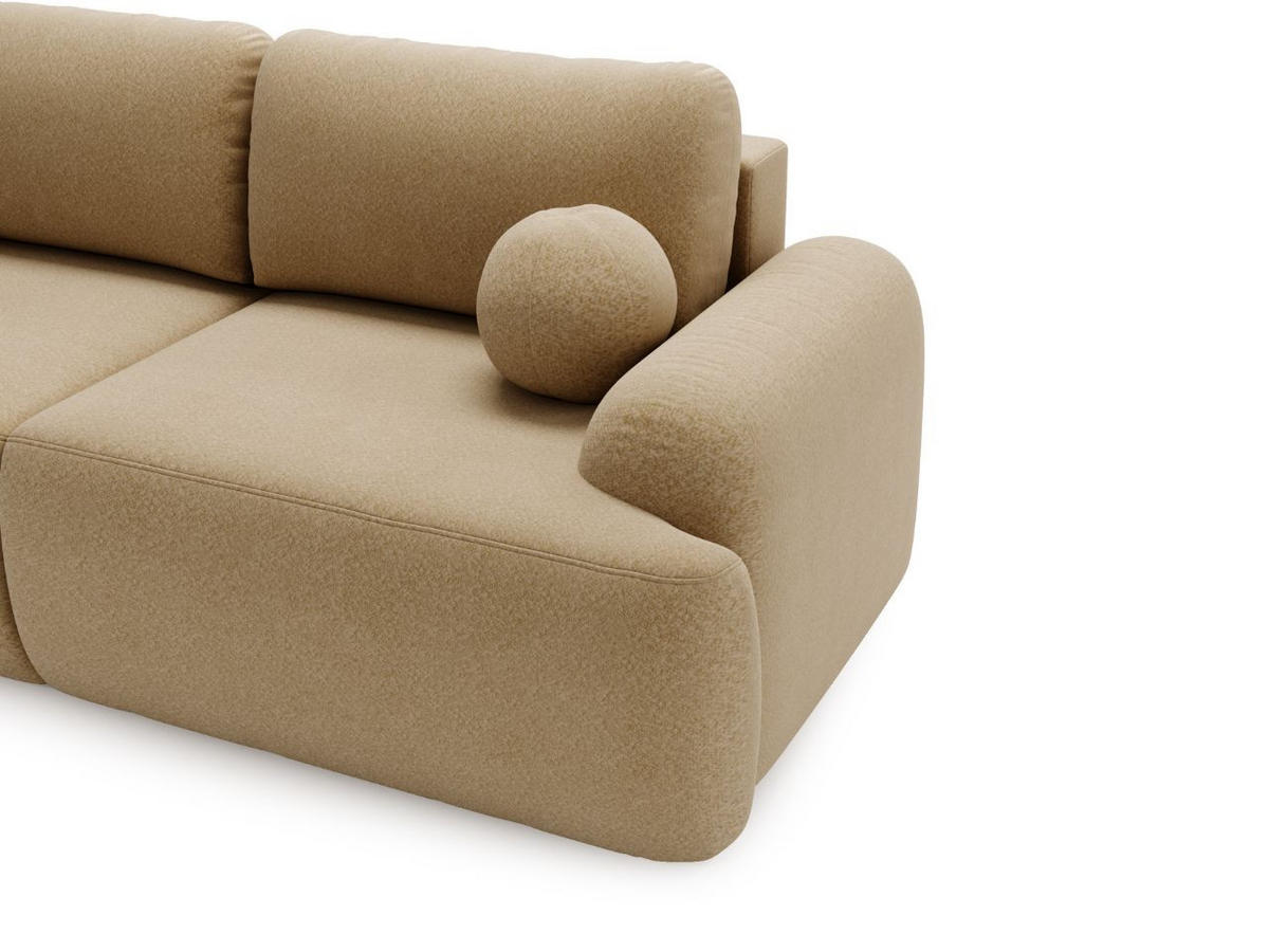 SOFA 260/106/81 Aurio Bouclé-Stoff Hellbraun - Hellbraun, Kunststoff/Textil (260/81/106cm) - Graingold