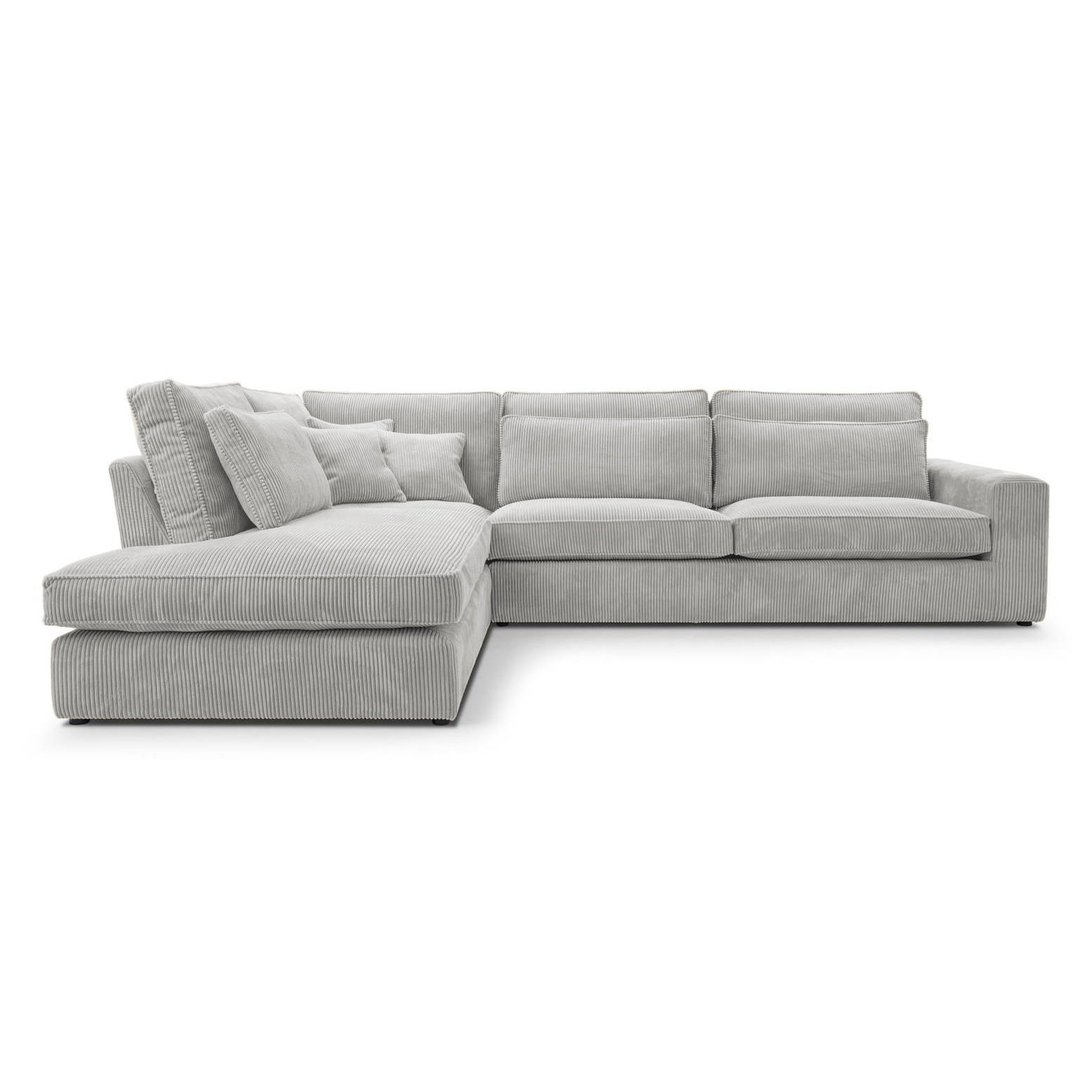 ECKSOFA Parma ohne Schlaffunktion, Cord-Stoff, Graubeige, Links - Hellgrau/Schwarz, Textil (314/224cm) - Beautysofa