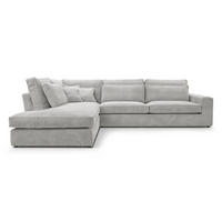 ECKSOFA Parma ohne Schlaffunktion, Cord-Stoff, Graubeige, Links - Hellgrau/Schwarz, Textil (314/224cm) - Beautysofa