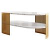 COUCHSITCH Fikoli Oval Gold II - Goldfarben/Weiß, Holzwerkstoff/Metall (100/50/40cm) - MIRJAN24