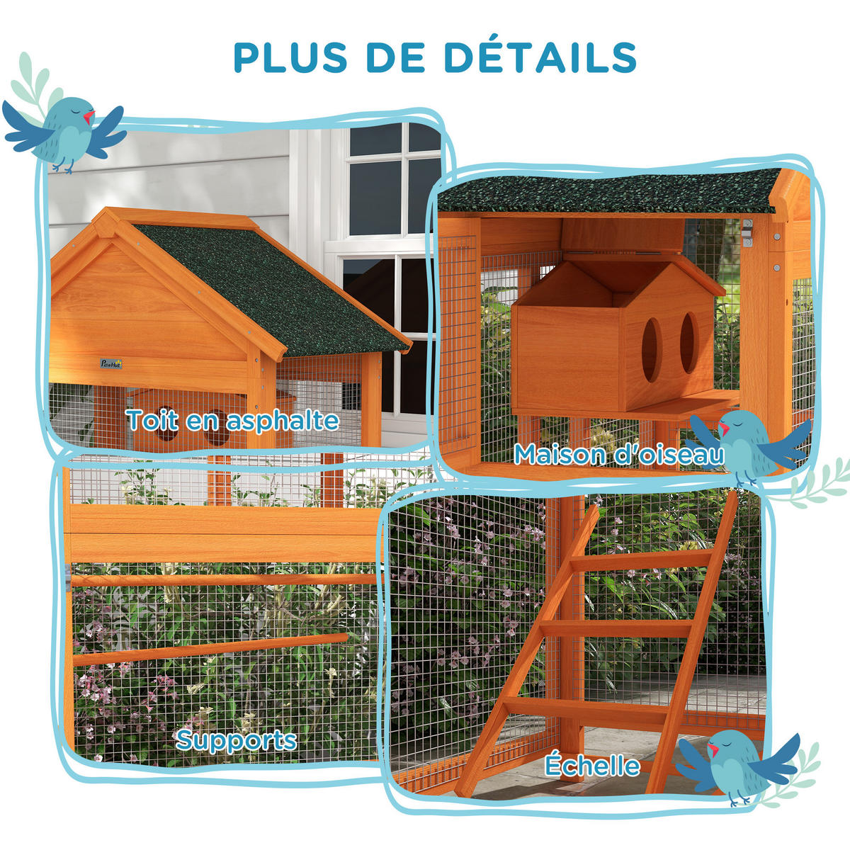 VOGELHAUS DE-17824 mit Spielbereich & wasserdichtem Dach Orange - Orange, Holz (52/171/92cm) - ComfortXL