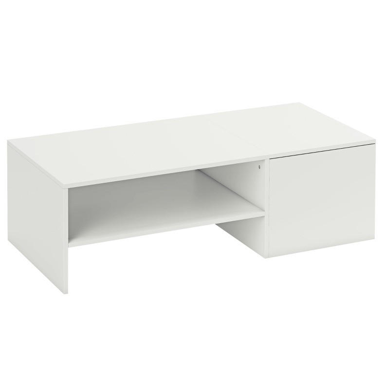 Modfu KONFERENČNÍ stolek ze dřeva 110x52x36 cm bílý s posuvnou deskou a úložným prostorem