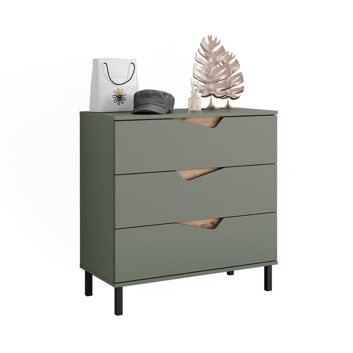 KREDENC Marelle Zelená/umělecká - světle šedá/zelená barva, kompozitní dřevo (80/81.2/38cm) - Vicco