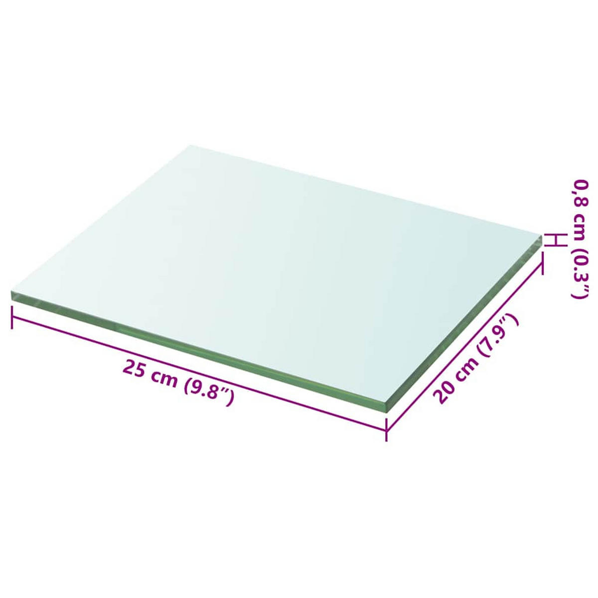 WANDBOARD 20/25/0,8 cm aus Glas Transparent - Transparent, Glas (25/0.8/20cm) - vidaXL