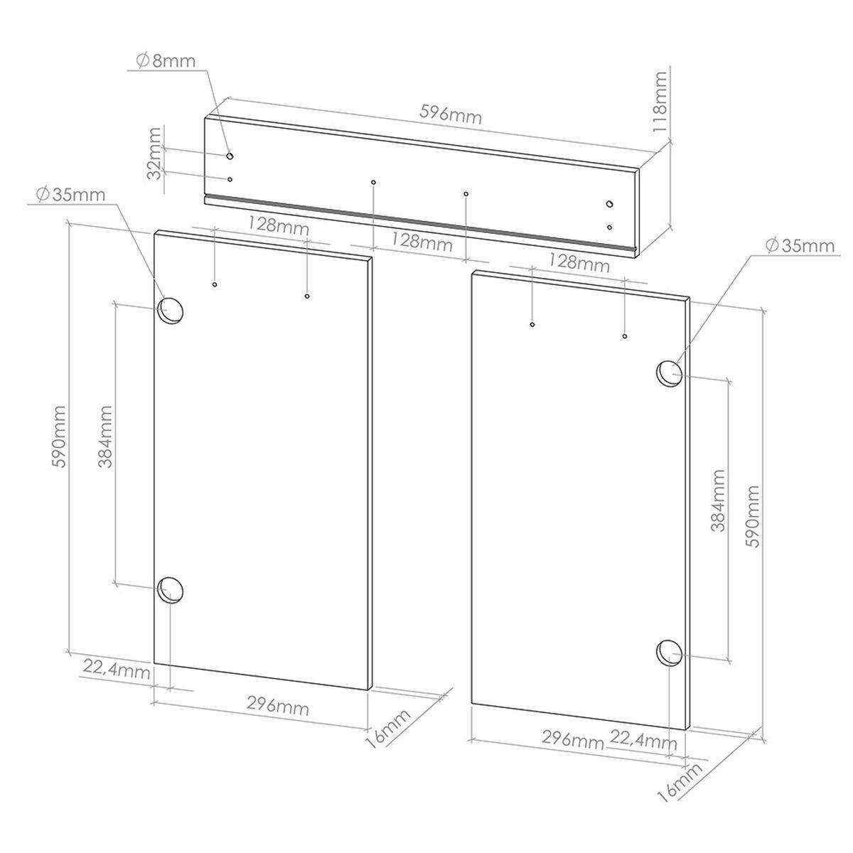 KUCHYŇSKÁ DVÍŘKA R-Line Antracitový vysoký lesk - vysoce lesklá černá, kompozitní dřevo (59.2/70.8/1.6cm) - Vicco